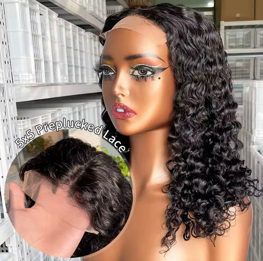 5x5 Waterwave Bob raw human hair