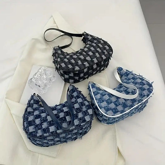 Checkered hand bag