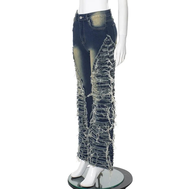 Flared distress jeans