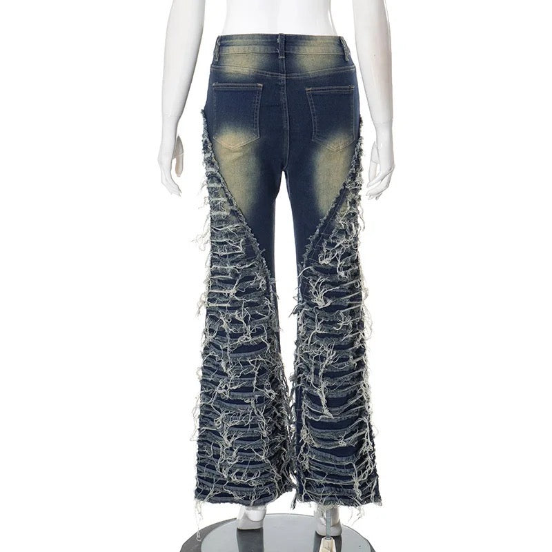 Flared distress jeans